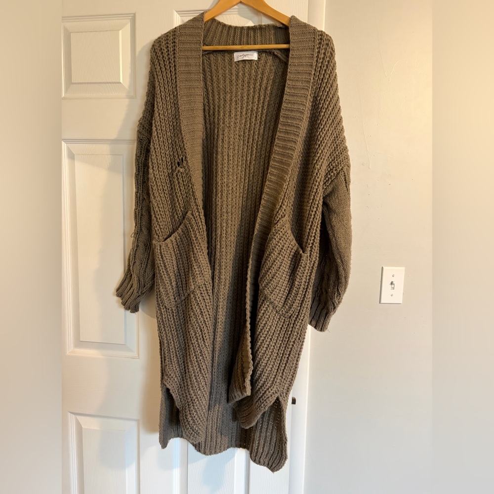 Carly Jean Los Angeles Brown Knit Cardigan